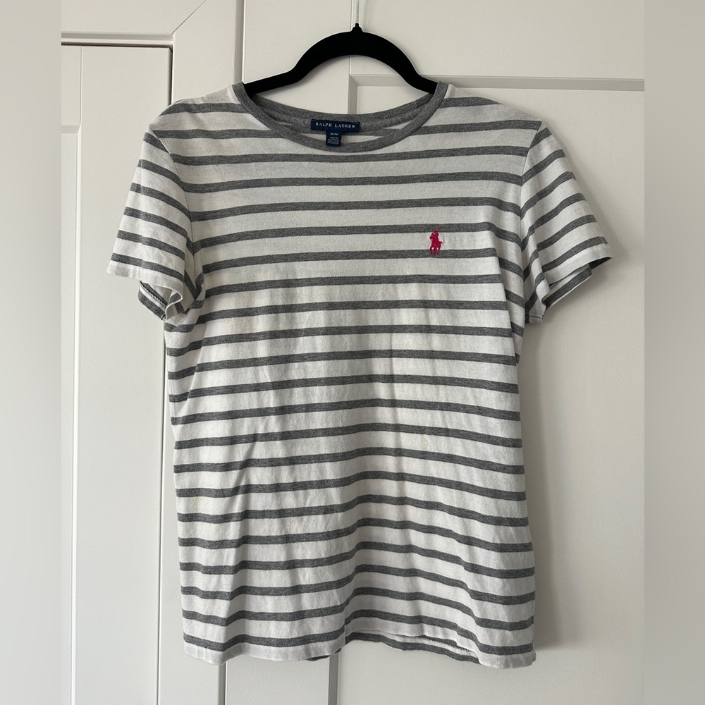 Ralph Lauren Gray and White Striped Tee